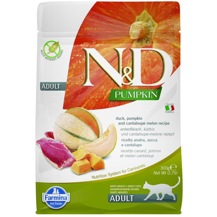 N&D Pumpkin - Ördekli, Balkabaklı ve Kavunlu Yetişkin Kedi Maması 300gr