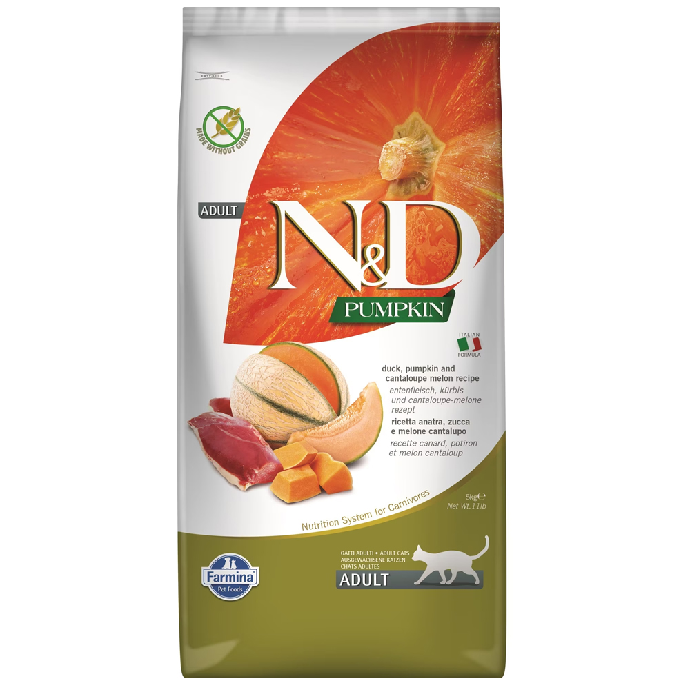 N&D Pumpkin - Ördekli, Balkabaklı ve Kavunlu Yetişkin Kedi Maması 5KG