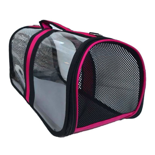 Bacco Milano Şeffaf Kedi Köpek Taşıma Çantası 44x28x28cm (Pembe)