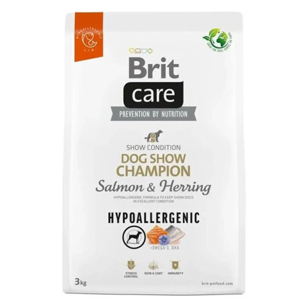 Brit Care Hypo-Allergenic Dog Show Champion Somon ve Ringa Balıklı Yetişkin Köpek Maması 3kg