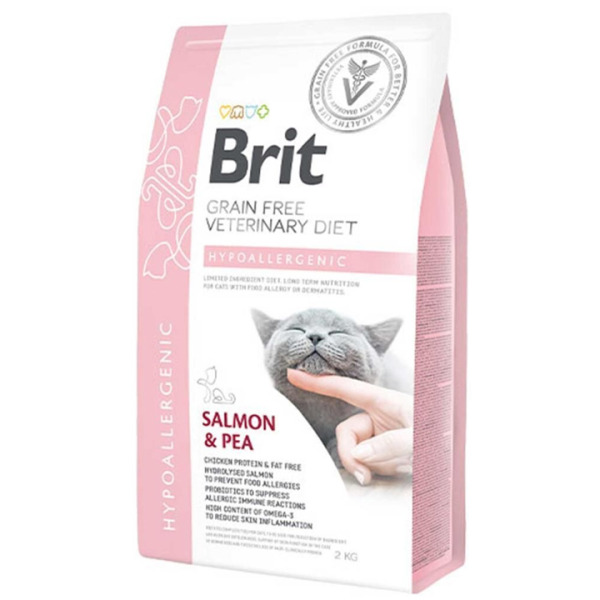 Brit Veterinary Diet HYPO-ALLERGENIC Deri ve Cilt Sağlığı İçin Tahılsız Kedi Maması 2KG