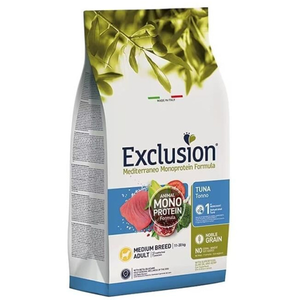Exclusion Monoprotein Ton Balıklı ve Narlı Düşük Tahıllı Orta Irk Yetişkin Köpek Maması 12kg