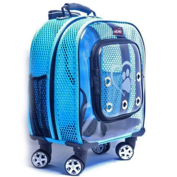 MİGNO PRIME Fileli Tekerlekli Kare Kedi Köpek Taşıma Çantası - Turkuaz