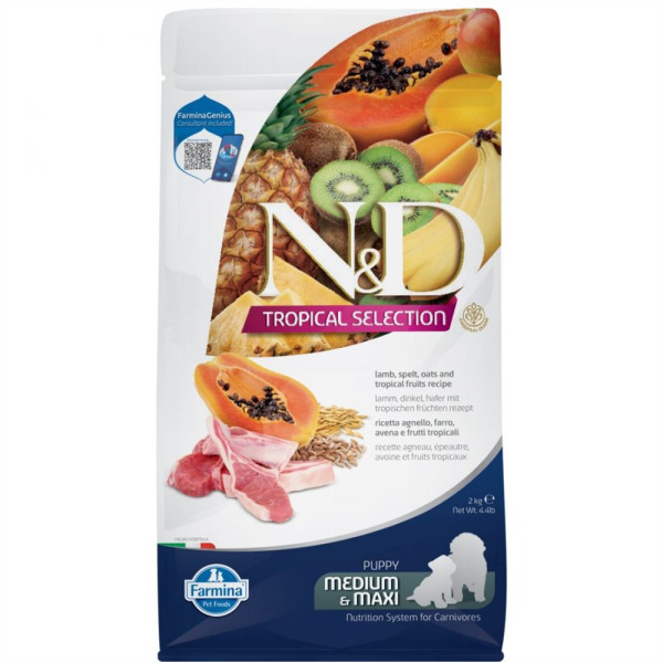 N&D Tropical Selection - Kuzulu ve Tropikal Meyveli Orta ve Büyük Irk Yavru Köpek Maması 2KG