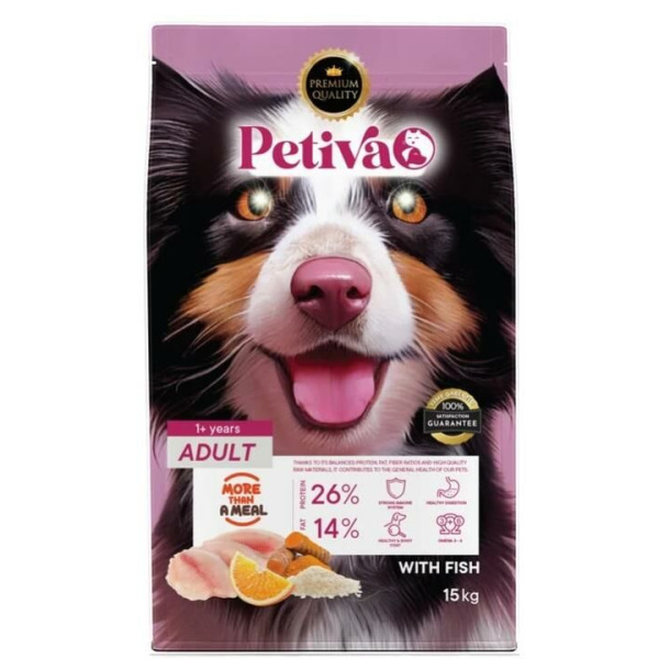 Petiva Yetişkin Köpekler İçin Balık Etli Kuru Köpek Maması 15 Kg