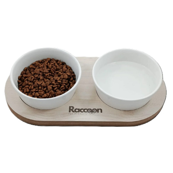 Raccoon Zeus İkili Seramik Mama Kabı 16 Cm BEYAZ