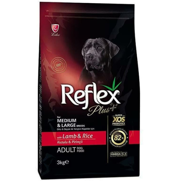 Reflex Plus Adult Lamb Orta ve Büyük Irk Kuzu Pirinç Yetişkin Köpek Maması 3 Kg