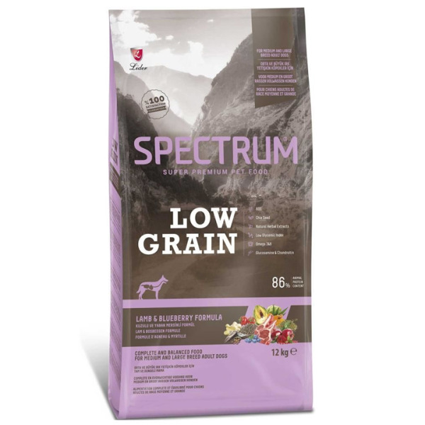 Spectrum Düşük Tahıllı Kuzulu, Yaban Mersinli Orta ve Büyük Irk Yetişkin Köpek Maması 12kg