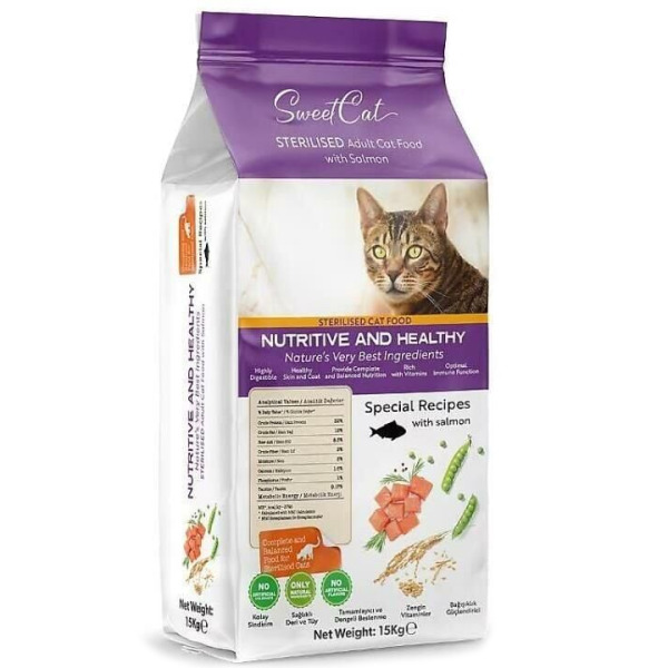 Sweet Cat Sterilised Salmon - Somonlu Kısırlaştırılmış Kedi Maması 15KG